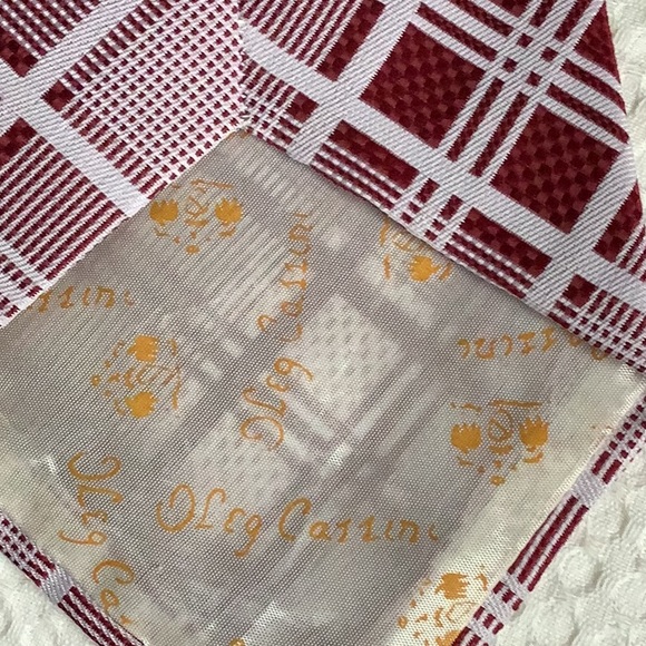 Vintage Oleg Cassini Wide Neck Tie Maroon Plaid - Picture 4 of 4